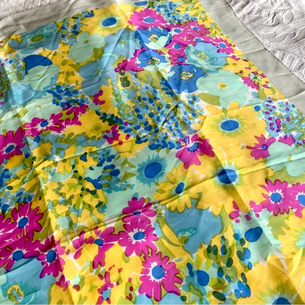 Vintage Hanae Mori Pastel Flowers Silk Scarf